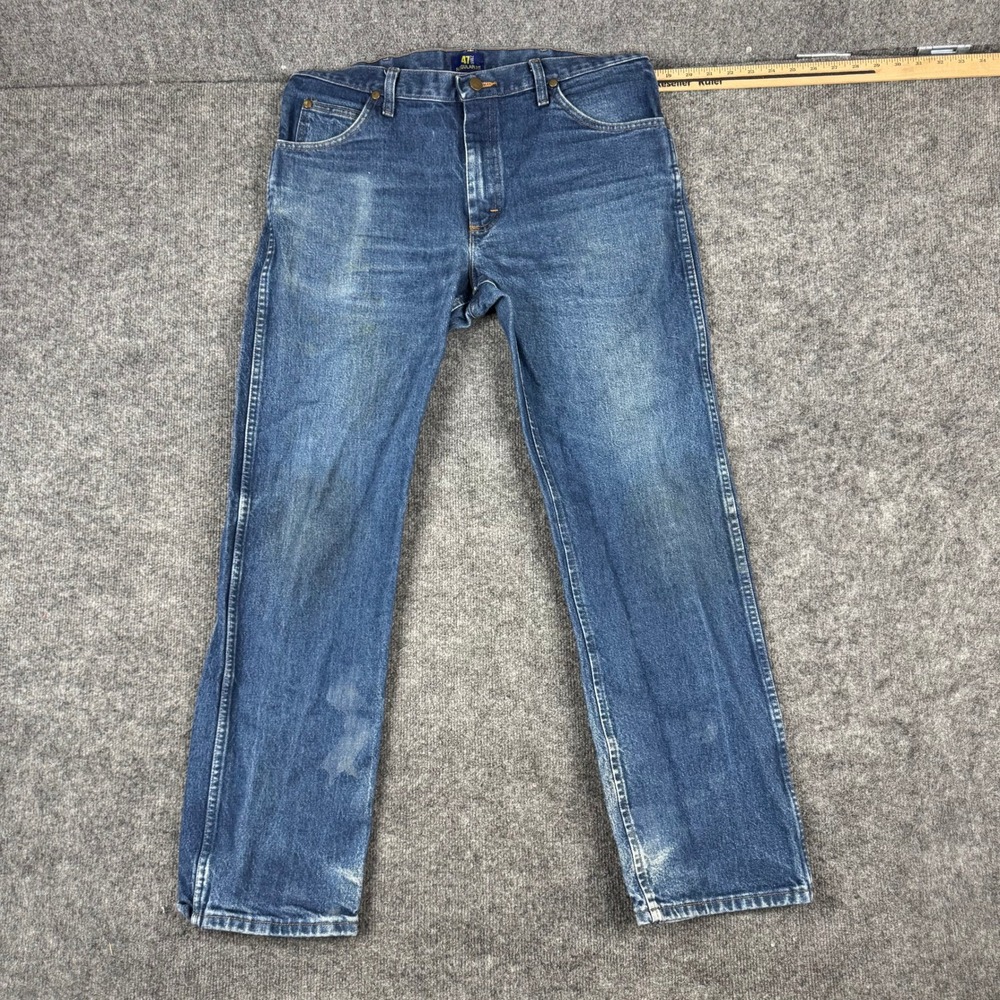 Wrangler Jeans Mens Size 34x31 Blue 47MWZ Regular Fit Premium Performance Stain
